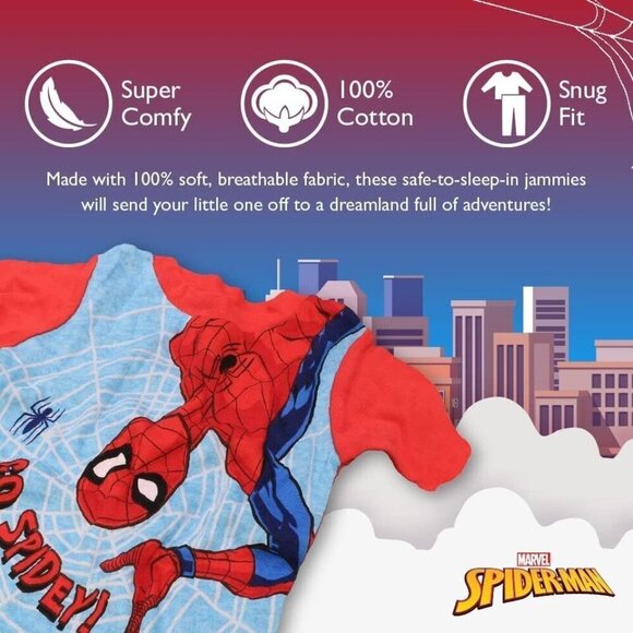 Marvel Boys' Spider-Man 2Piece Snug-Fit Cotton Pajamas - Picture 3 of 7